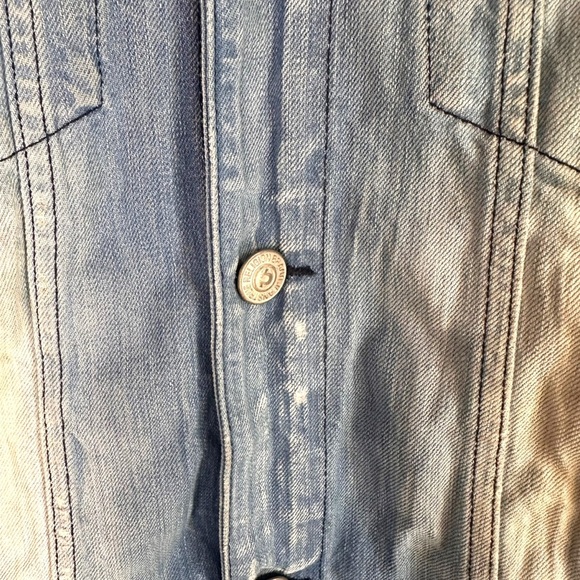 True Religion Jean Two Tone Jimmy Distressed Jean Jacket Size Large - Picture 4 of 5